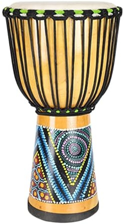 Afrikanische Perkussionsinstrumente Djembe Trommel Ziegenfell Trommelfell Buschtrommel, Anfänger Handbemaltes Muster Handtrommel(Standard 10-inch-D)