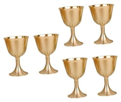 FUNNETOYU 3 Ensembles Verre À Vin En Laiton Calice D'autel Couleur Gobelet À Vin Royal Fantaisie Faire La Fête Tasses Verres À Boire Vintage Gobelets Golden 2 Pièces * 3