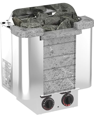 Stainless Steel Sauna Stove Heater 6KW/8KW/9KW Electric Sauna Heater Dry Steam Sauna Stove with Internal Controller for Home Hotel Sauna Room Spa Bathroom,9KW