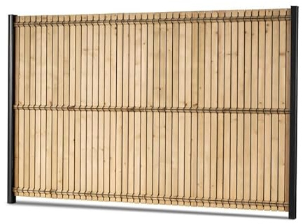 Gardenode Easy clôture Kit d'occultation Lattes Bois pin 8 mm - L 2m50 - H 1m23