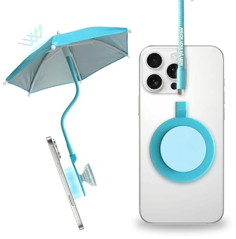 On The Grip 3 in 1 Magnetic Umbrella Sunshade Collapsible Expandable Phone Grip & Stand - Elegant Magsafe Compatible Phone Holder for Secure Grip and Hands-Free Viewing (Sky Blue)