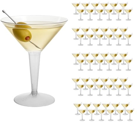 moorg 72 Pezzi - Calici Plastica Rigida Lavabili per Eventi 180ml - Flute Eleganti per Vino e Cocktail Riutilizzabili – Bicchieri Plastica Infrangibili da Festa - Bicchieri da Cocktail Martini