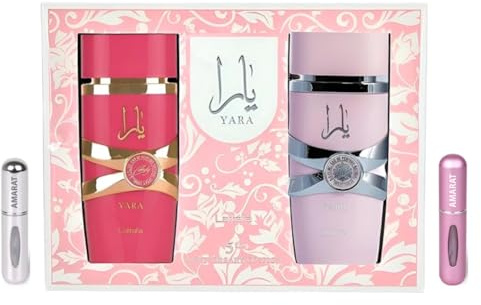 Lattafa Yara & Yara Candy Anniversary Edition 2 x 100ML Eau de Parfum, Perfume Árabe para Mujer, Incluye 2 Atomizadores, Fragancias Árabes Dulces y Florales de Larga Duración (Yara & Yara Candy)