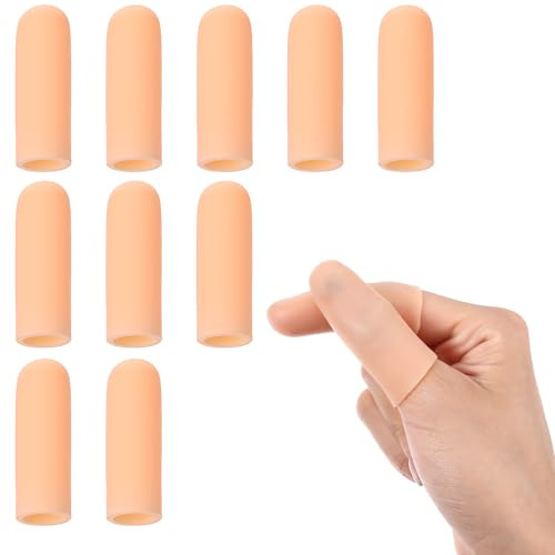 Gtziqa 10 stycken silikonfingertutor, gelfingerskydd, tummenskydd, fingerkappsskydd, silikonfingerärmslingor för blåsor, kåpor mot smärta
