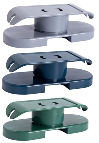 Kisangel Set da 3 Supporti per Presa Elettrica da Parete in ABS senza Foratura Fissaggio Autoadesivo per Cavi Organizzatore Rotante per Cucina Ufficio e Casa Colore Grigio Scuro Blu e