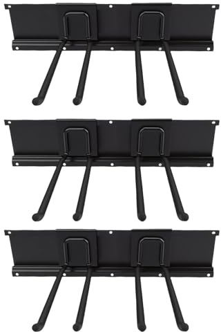 Haofy Garage Tool Organizer 48in Wall Mount with 6 Adjustable Double Hooks 3 Rails 360LB Capacity for Ladders Shovels Rakes Brooms, Space-saving Design, Heavy Duty Alloy Steel, for (3 Plates 6