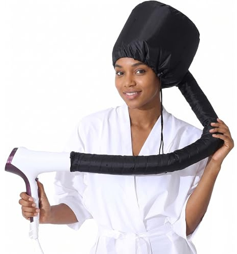 Bonnet Séchoir À Cheveux Souple Et Réglable, Capuche Pour Sèche-Cheveux Idéale Pour Cheveux Bouclés Et Traitements Capillaires, Réduit Le Temps De Séchage À La Maison, Adapté Aux Petits Embouts