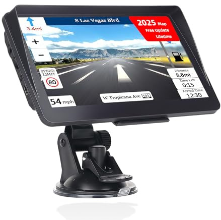 7 Inch Car & Truck Sat Nav GPS System – HD Touchscreen with UK & Europe Maps 2026, Free Lifetime Updates, Voice Guidance, Speed Camera Alerts, POI & Postcode Search, Truck Mode for HGV Navigation