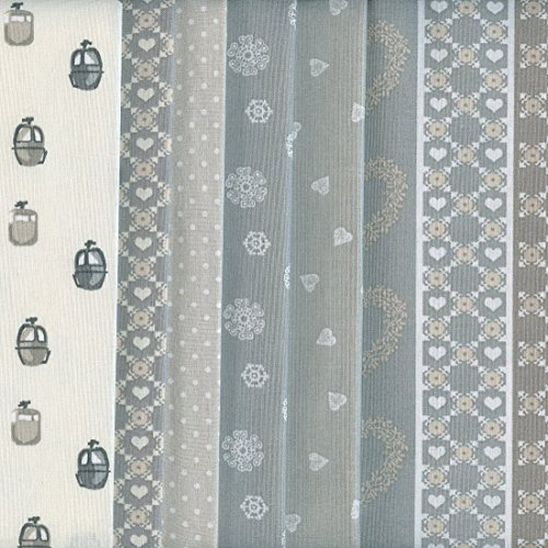 Textiles français Stoffpak - Stoffpaket (Alpen - Natur) | 6 Stoffe | 100% Baumwolle | 35 x 50 cm