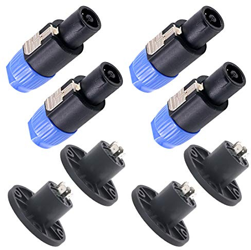 Swpeet Audio-Lautsprecherstecker-Set, 4-poliger Lautsprecherstecker, Twist-Lock, kompatibel mit Klinkenstecker, 4-polig, rund, perfekt für Neutrik Speakon NL4FC, NL4FX, NLT4X, NL2FC, NL4MP, NL4MPR