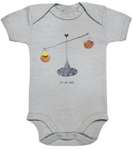 Mr. & Mrs. Panda Organic Baby Body Sternzeichen Waage 1. - 3. Monat - Geschenk, Wickelbody, Astrologie, Junge, Baby Erstausstattung, Geburtstag