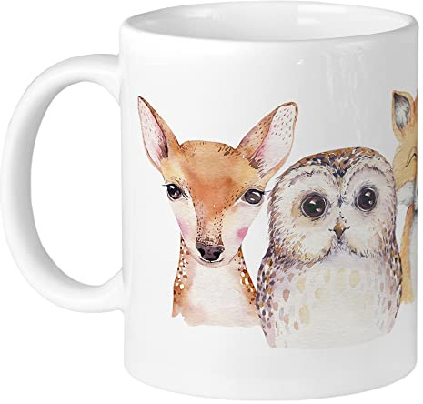 GRAZDesign Kindertasse mit Namen | Waldtiere | Jungen und Mädchen, personalisierte Tasse Namenstasse, Trinkbecher Kindergeschirr Becher, Keramik BPA-frei, Geschenk für Schulkind 330ml