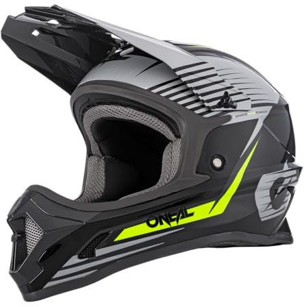 O'NEAL | Motocross-Helm | Kinder | MX Enduro | ABS-Schale, Lüftungsöffnungen für optimale Belüftung & Kühlung | 1SRS Youth Helmet Stream | Grau Neon-Gelb | Größe S