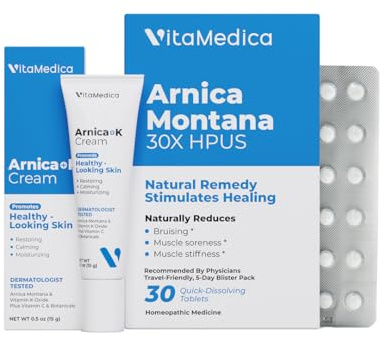 VitaMedica | Arnica Filler Kit Bundle | Arnica Montana 30X Blister Pack + Arnica & Vitamin K Topical Cream | Vitamin K Topical Cream | Softens, Calms, Moisturizes, & Restores Bruised Skin | Recovery