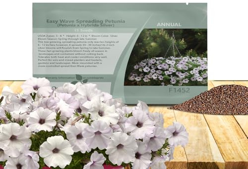 Outsidepride Silver Easy Wave Petunia Seeds - 30 Pcs. Annual, Compact & Spreading Flower Seeds for Planting Low Growing Vibrant Blooms, Ideal for Garden Beds, Baskets & Container Displays