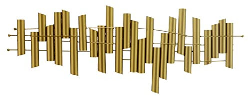 KunstLoft Wanddeko Metall | 100% HANDGEFERTIGT | 115x38x5cm | Wandbild Metall 'Sinfonie des Einklangs' | Abstrakt | Gold | Wandskulptur | Metalldeko Wand Wohnzimmer