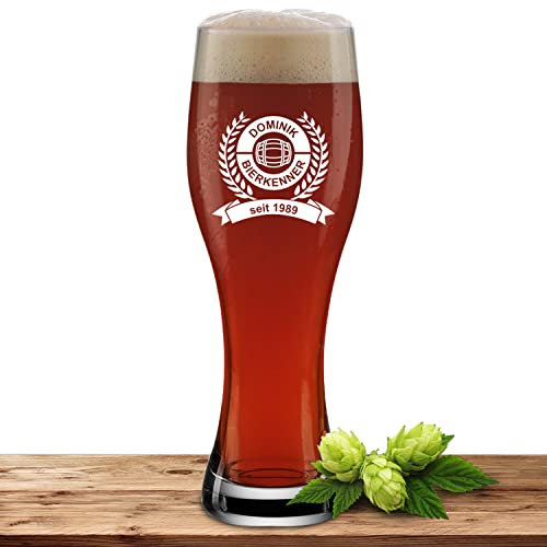 Bierglas mit Name oder Wunschtext, Weizenbierglas 0,5l inkl. Gravur, individuelles Geschenk, personalisiertes Weizenglas (Biertrinker)