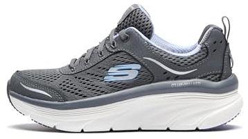Skechers D'lux Walker Infinite Motion dam Träningsskor, Träkolläder nät lavendel trim, 37 EU