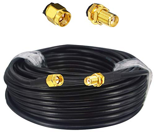Antenna Boobrie Cable SMA 20M Coaxial RG58 Mejorado Macho a Hembra 50ohms Extensión para Enrutador WiFi 3G 4G LTE Antena de Baja Pérdida LAN inalámbral GPS
