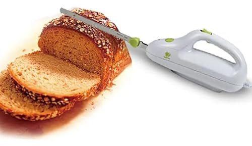 YUYTE Cuchillo eléctrico de cocina, cortador de carne congelada, pan, queso, verduras y frutas, con cuchillas dobles de acero inoxidable y cuerpo de ABS