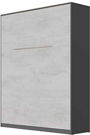 SMARTBett Schrankbett Standard Komfort 90x200 120x200 140x200 160x200 Bettschrank Wandbett (Anthrazit/Beton, 160 Vertikal Komfort)