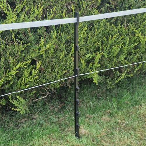 Doblit 105cm Poly Post 3FT Plastic Fencing Stake | Reinforced Mobile Electric Fence Poles | Features 40mm Tape Clips (Black, Pack of 80)