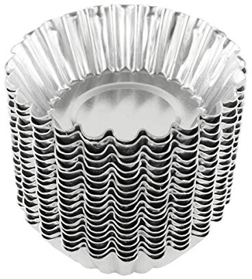 Bezall 20Pcs Egg Tart Molds, Mini Tart Pan Aluminium Pie Tins Cupcake Pudding Muffin Baking Cups