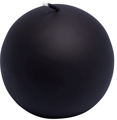 G Decor Onyx Black, Unscented Paraffin Wax, Varnished Smooth Shimmer Pillar Candles, Great for Christmas, Anniversary or New Home Gift (Ball)