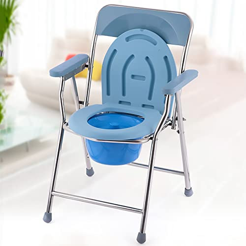 WIUPJGBD Toilettenrollstuhl Klappstuhl mit Nachttopf höhenverstellbare Armlehne Rückenlehne pflegeleichter mobiler Toilettenstuhl