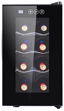 0℃ Outdoor Weinkühlschrank mit Glastür, Freistehender Thermoelektrischer Weinkühlschrank, Weintemperierschrank, 8 Bis 18 °C, Wine Fridge Leise, LED, Touch, 23 L Weinschrank für 8 Flaschen, Schwarz