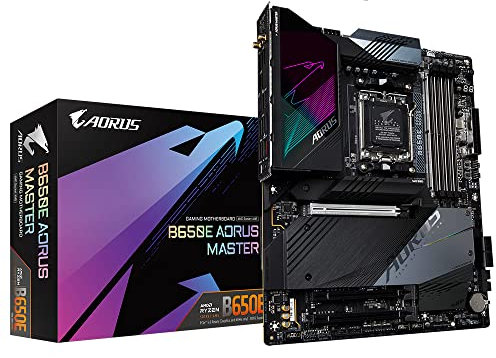 GIGABYTE B650E AORUS MASTER Mainboard - Unterstützt AMD Ryzen 9000 Prozessoren, 16+2+2 digitales VRM, bis zu 8000MHz DDR5 (OC), 4x PCIe 5.0 M2, Wi-Fi 6E, 2.5GbE LAN, USB 3.2 Gen 2x2