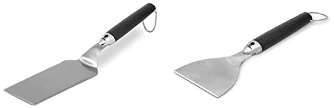 Weber 6207 Grillplatten-Schaber 28 cm, Edelstahl, Grillreinigung, beseitigt Fett und Essensreste & 6206 Grillwender 39 cm, für Fisch, Gemüse oder Pancakes, Edelstahl mit Silikongriff