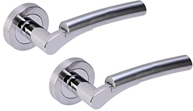 Hunta HANDLEZONE® Raida Lever On Round Rose Door Handles, Internal Passage Latch Handles, 1 Set - Dual Finish Polished/Satin Chrome