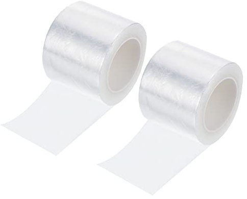 PATIKIL 77 Yard x 1.7 Inch Badminton Grip Cushion Wrap, 2 Pack PE Tennis Racket Grip Tape Backing Film Handle Anti Skid Cushion Accessories, Clear