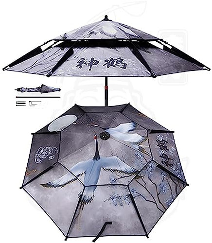UTMACH Double-layer Fishing Umbrella in Sunny and Rainy Days, Beach Umbrella with 16 Ribs, Stable Sunscreen Parasol Patio Umbrella