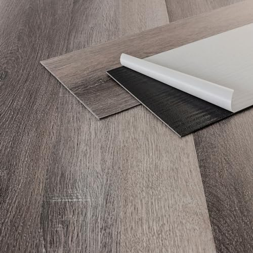 ML-Design Deluxe PVC Bodenbelag, Selbstklebende Vinyl-Dielen, Vinylboden, 91,5 cm x 15,3 cm x 2 mm, Dicke 2 mm, 4,46m²/32 Dielen, Kiefer, Grau, Holzoptik, rutschfest, wasserfest, Einfache Verlegung