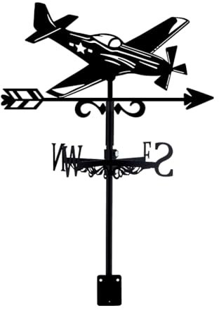 SUPERDANT Banderuole P51 Mustang Aereo Segnavento da Metallo Banderuola Battuto Banderuola In Metallo Direzione Del Giardino Segnavento per Esterni Decorazione Giardino Della Fattoria