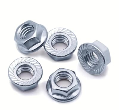 10x M8 Serrated Flange Hexagon Nuts, Steel Zinc Plated BZP - Corrosion-Resistant Flanged Hex Lock Nuts for Bolts & Screws, Ideal for Secure DIY & Industrial Applications