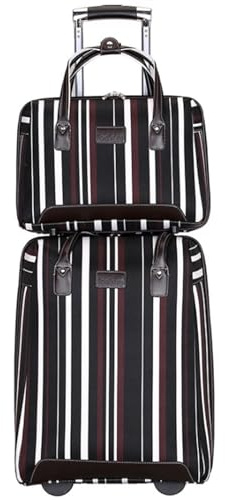 ASHSDI Koffer Reisekoffer Trolley Oxford-Stoff-Gepäck, Verschleißfest, Codeschloss-Gepäck, Koffer, Streifen, 2-teiliger Trolley-Koffer Boardcase Handgepäck (Color : C, Size : 2 Piece)