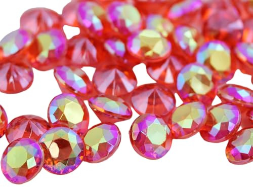 Allstarco 9mm (11/32) Rubinrot AB Acryl-Diamant Confetti, 600 Stk. | Deko-Schmucksteine, facettierte reflektierende Oberfläche, ideal für Hochzeit Tisch-Streudeko, Tischdekorationen, Vasenfüller