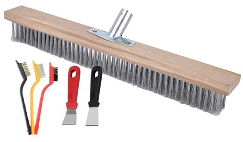 Tête de balai métallique, brosse de jardin en acier inoxydable, brosse à récurer en acier inoxydable, balai en métal avec douille pour manche en bois, balai de jardin pour terrasse, pierre, béton