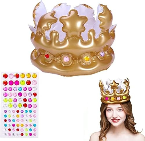 KIPTVO Inflatable Crown, Birthday Crown Adult, Birthday Hats for Adults, Party Hats for Adults, Birthday Boy Crown Adult, Inflatable is Suitable for Adult Decoration, Birthdays, Parties
