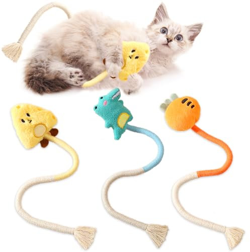 AVYDIIF Cat Chew Toy Bite-Resistant Catnip Toys, 3 Pack Sisal Rope, Interactive Cat Kicker for Bored Indoor Cats Kittens Kitty Exercise/CatNip Teething Toys 19.69 for All Breeds