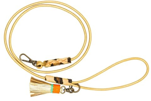 DWAM Dog with a Mission - Hundeleine – Leine für Hunde – Mini-Hund – Welpe – Welpenleine – Gold – Leder – Einheitsgröße – 135 x 0,8 cm – Goldie