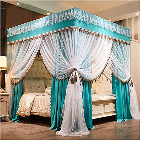 Prinzessinnen-Bettvorhänge, Moskitonetz, Baldachin für Himmelbetten, Mädchen-Baldachin für Schlafzimmer, Verdunkelungs-Betthimmel für Kingsize-Betten mit Metallhalterung (1,8 × 2,2 m/5,9 × 7,2 Fuß)