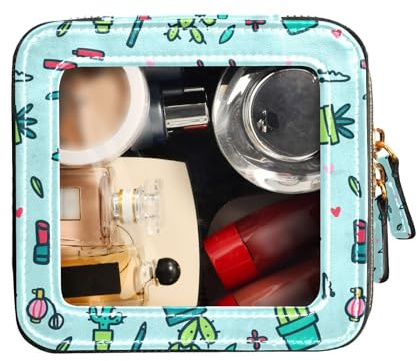 FRODOTGV Borsa per trucco carina trasparente impermeabile da viaggio borsa da toilette borsa organizer per smalto per unghie borsa cactus, Cactus, 1 Size