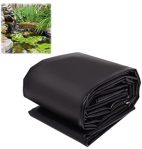 Teichfolie aus HDPE-Kunststoff, wasserfest, undurchlässig, für Teich, Wasserspiele, Bachläufe, Springbrunnen, 2 mm x 8 m, Schwarz