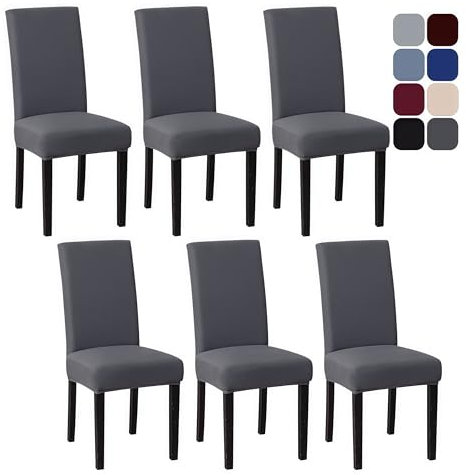 AMFUN Set of 6 Stretch Dining Chair Slipcover, Dining Chair Covers, Removable Washable Dining Chair Seat Cover, Stretch Spandex Chair Slipcover, Elastic Chair Protector for Hotel Restaurant Banquet
