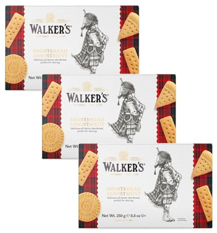 Walkers | Galletas De Mantequilla Caja De Regalo | Galletas De Mantequilla Escocesa | Caja De Galletas Caja De Regalo | Pastelería Inglés Mantequilla Pura - 3 x 250 Gr
