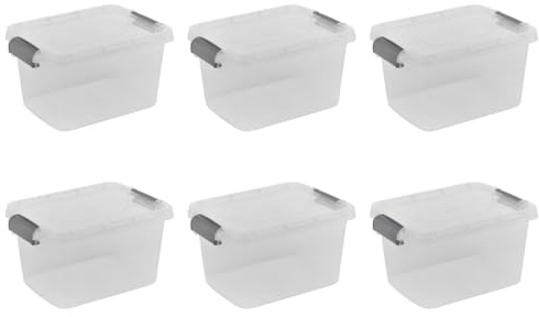 URBNLIVING Kitchen Food Locking Safe Storage Boxes with Lids Handles Clip Plastic Clear Small Medium Large Size Strong 3L Box Pack of 6 Container Multi Purpose Use